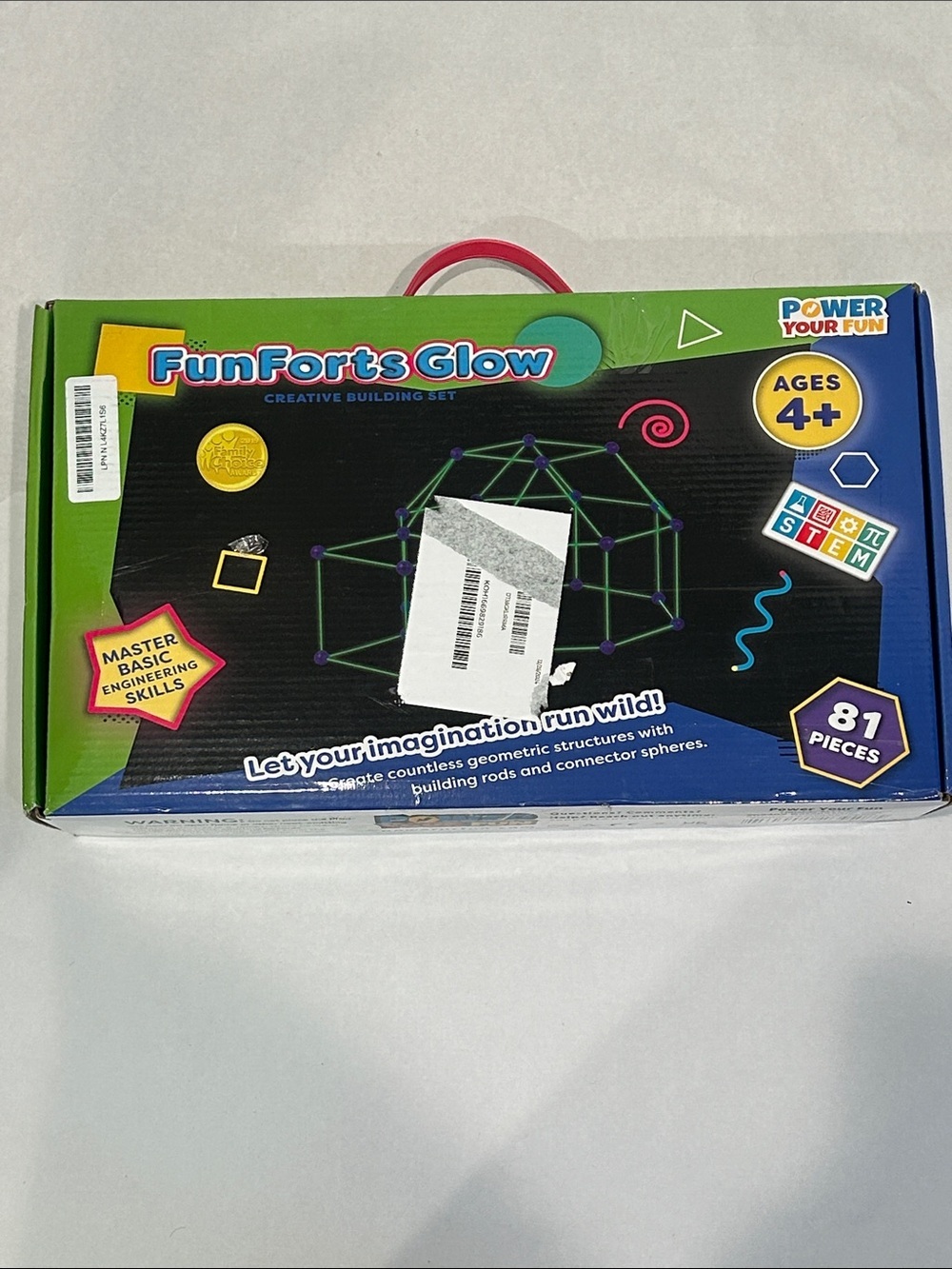 FunForts Glow Kids Building Set - Green/Black 81 piece stem toy new in box